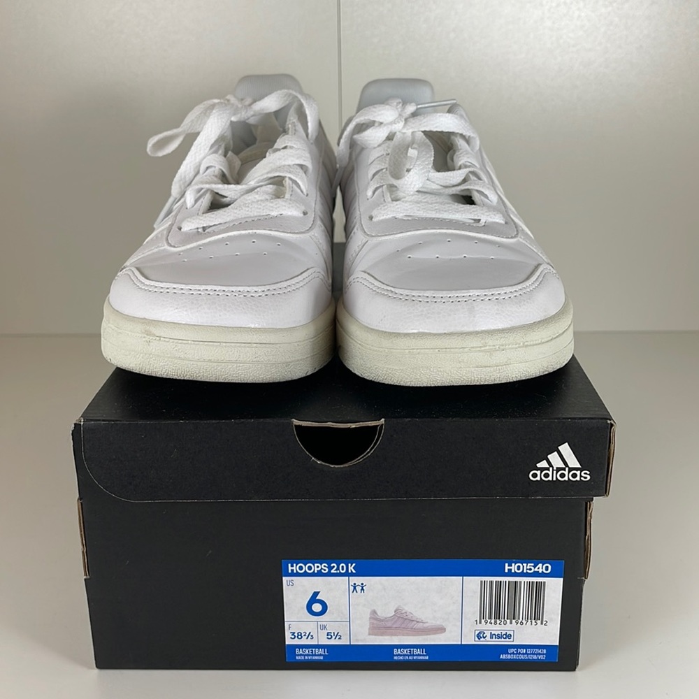 EUC Adidas Basketball Shoes Size 6 Hoops 2.0K White